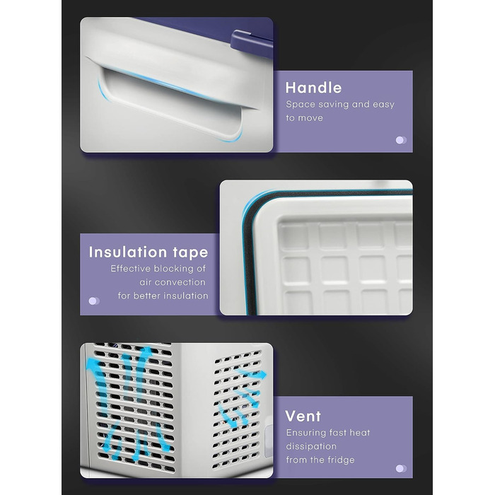 Компресорний холодильник FOHERE, автомобільний холодильник і морозильна камера 15 л, портативний міні-холодильник (20 20 ) з 12/24