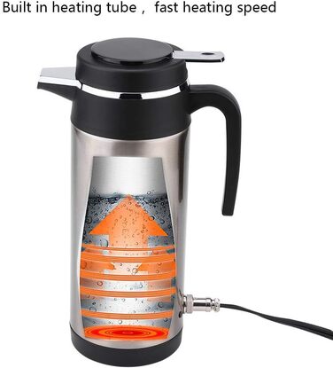 Автомобільний чайник, автомобільний чайник з нержавіючої сталі для вантажівок 1200 мл чашка швидкого закипання для води чай кава (