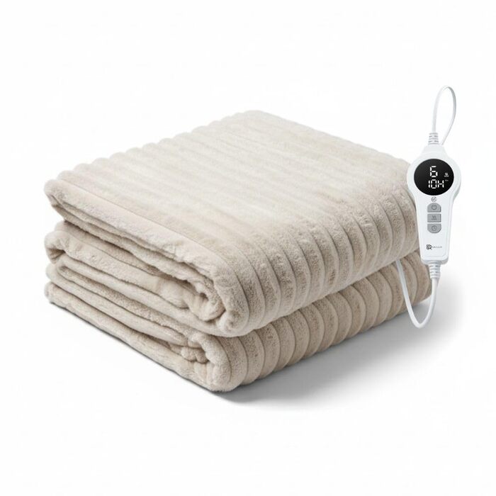Інфрачервона ковдра BR Bringer з підігрівом - Електрична флісова ковдра з автоматичним вимкненням та захистом від перегріву - 6 налаштувань нагріву, таймер до 10 годин, кабель 2,45 м, можна прати в пральній машині, OEKO-TEX (200x180 см, Nordic Taupe) Nord