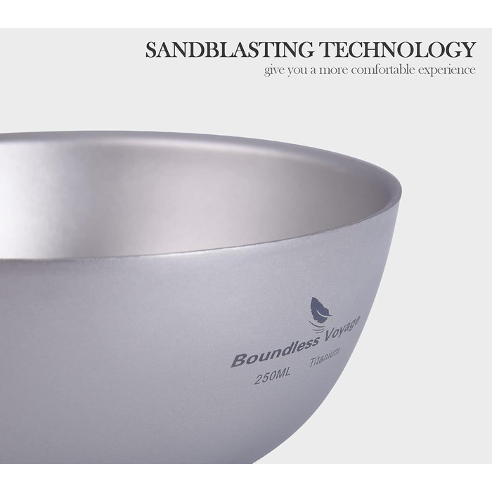 Титанова чаша для рисового супу, посуд 250 мл, легкий двостінний круглий посуд для подорожей, походів, дому Ti1093T 250 мл - Ti1093t