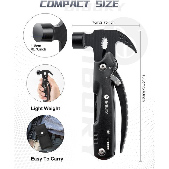 Молоток і сніжинка мультитул для чоловіків, кемпінг аксесуари виживання спорядження, подарунок для чоловіків тато чоловік, молоток