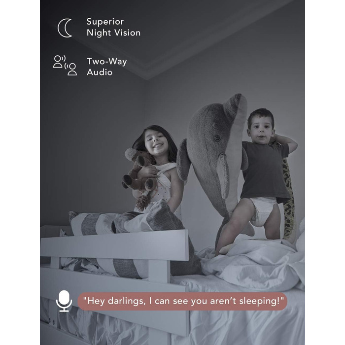 З камерою, Babyphone з камерою та мобільним додатком, 1080P HD Night Vision, AI Tracking, Intercom Function, Compatible with Alexa