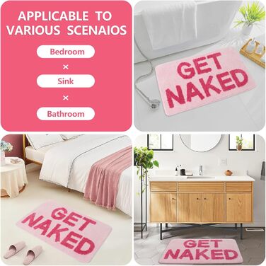 Килимок для ванної Get Naked, килимок для ванної кімнати, нековзний, можна прати (рожевий, 150 x 50 см) Рожевий 50 x 150 см (прямокутний)