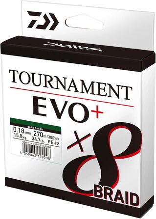 Волосінь Daiwa Tournament x8 Braid EVO, 270 м, темно-зелена, плетена