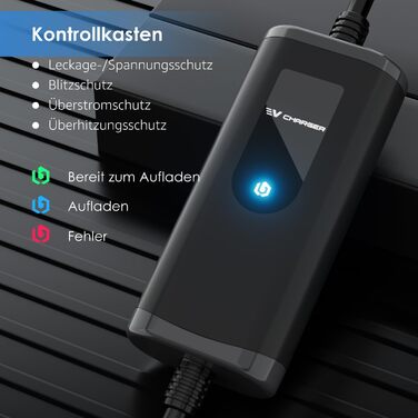 Зарядний пристрій для електромобілів bokman Type 2 Schuko, 5 метрів 16A 3,68 кВт IP65 Водонепроникний, портативний зарядний пристр