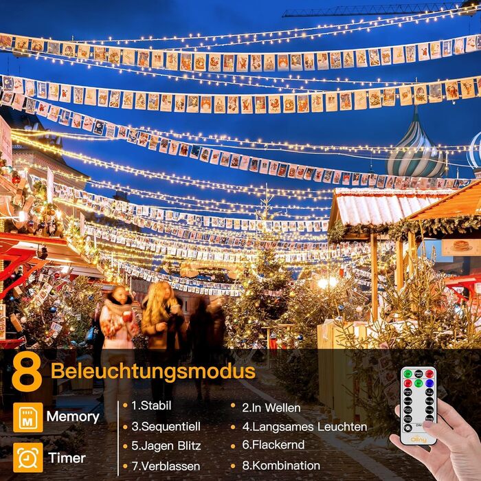 Казкові вогні на відкритому повітрі 80M 800LED, потужність казкових вогнів 8 режимів з таймером дистанційного керування, казкові в