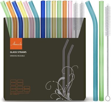 Предметів скляні соломинки кольорові багаторазові - Коктейль із широких скляних соломинок - різнокольорові скляні соломинки - здор