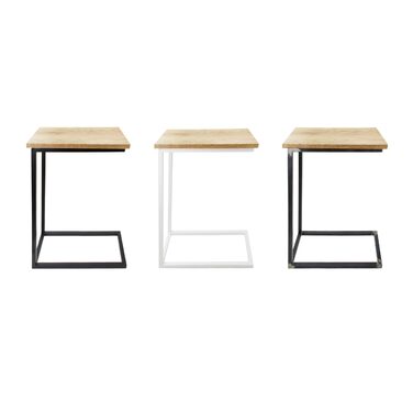 С-подібний журнальний столик Металевий та дерев&39яний столик для ноутбука Журнальний столик для дивана або крісла Практичне місце для зберігання Тумба під ліжком (з дубовою та білою стільницею) Зі стільницею з білого дуба