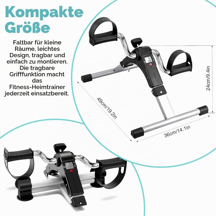 Міні-тренажер Techfit Pedal-Ausbilder для дому та офісу, компактний симулятор ходьби для рук і ніг, для реабілітації та легких тренувань, білий PED2