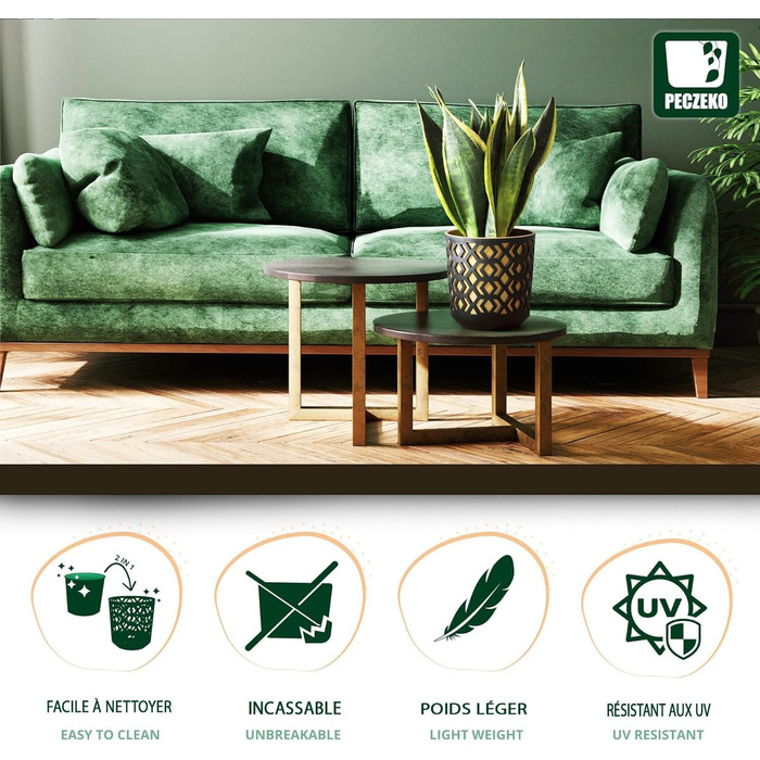 Матовий горщик для квітів PECZEKO - Декоративний горщик для квітів і трав - Міцні та легкі круглі пластикові горщики для вітальні