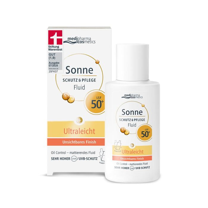 Сонцезахисний флюїд з SPF 50 від medipharma cosmetics, матуючий з ефектом контролю жирності