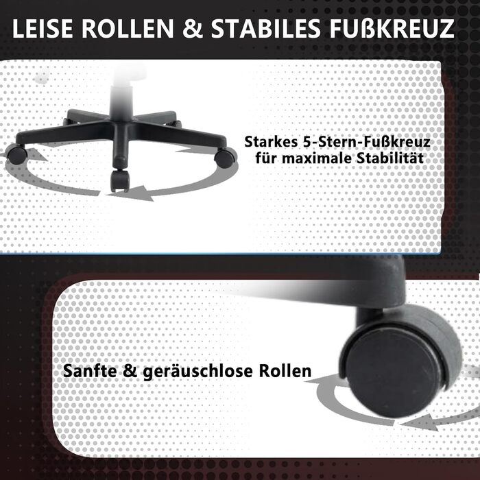 Ергономічне офісне крісло сітка та технічна тканина, регульоване по висоті, поворотне, плавний нахил, поперекова підтримка, робоче крісло для дому або офісу, чорне, важке