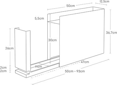 Розсувна підставка для спецій Yamazaki 6004 TOWER, чорна, сталь/поліпропілен, мінімалістичний дизайн, 12,5 x 5093 x 36,7 см (Д x Ш x В)