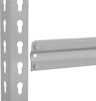 Кутовий стелаж Yaheetech з 5 полицями, металеві стелажі для зберігання, надміцний стелаж, вантажопідйомність 750 кг, підвальний стелаж, безболтовий стелаж, система стелажів, 70 x 30 x 150 см/світло-сірий