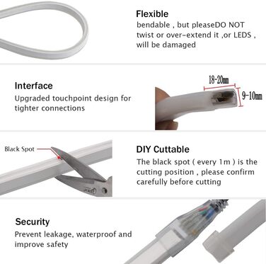 Світлодіодна стрічка KISUFU 220 В RGB з IC Neon, 1 м світлодіодна стрічка з керуванням програмою, світло зі зміною кольору своїми руками, синхронізація музики, неонова стрічка для вітальні, спальні, різдвяна прикраса стін