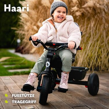 Триколісний велосипед LIONELO Haari 2в1 з ручкою від 18 місяців до 25 кг, вперед і назад, безкамерні гумові шини, вільний хід, кош