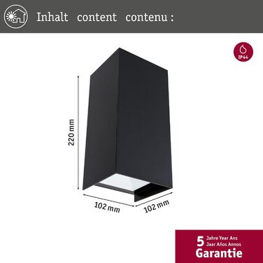Набір з 2 вуличних настінних LED-світильників Paulmann Flame, IP44, квадратні, 2x5,8 Вт, антрацит, алюміній, 3000 K