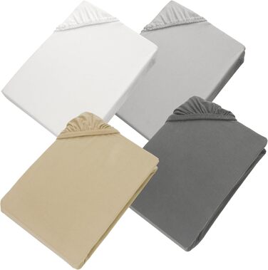 Простирадло Esprit з бавовняного джерсі 180x200 на пружинний матрац 200x200 сірого кольору - Розкішне простирадло на резинці 200x220 см готельної якості для матраців висотою до 30 см - Дихаюче та постільна білизна Oeko-Tex сірого кольору 180x200 см - 210x