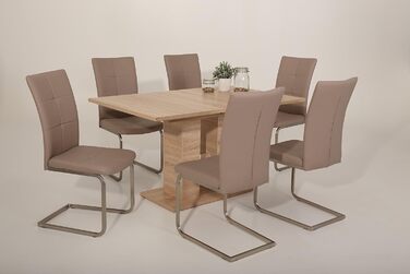 Столи Hela, стіл на п&39єдесталі Helena, матеріал на основі дерева з меламіновим покриттям, декор дуба Сонома, розсувний із синхронізованим механізмом висування 140-220x90 см