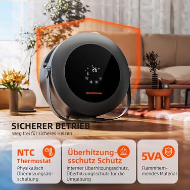 Тепловентилятор Spider Farmer, обігрів 540 Вт, інтелектуальне керування температурою, енергозбереження, тихий, 4 режими та 24-годинний таймер, нагрівальний елемент 10 PTC та вентиляційна трубка, підходить для кімнат з рослинами та гроутентів