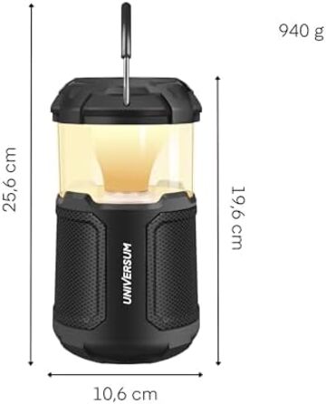 Вулична Bluetooth-колонка з підсвічуванням та зовнішнім акумулятором - 20 Вт, SD-карта, AUX-IN - акумулятор 10000 мАг - світлодіодний кемпінговий ліхтар з Bluetooth-колонкою - світлодіод з регульованою яскравістю, 2300 люкс - всепогодний, 300 -