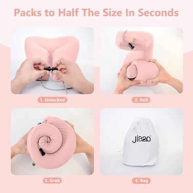 Ідеально підходить для подорожей автомобілем, поїздом і літаком - Neck Pillow Adults - Pink (New), 100 Memory Foam - Travel Gadgets - Neck Pillow