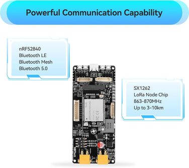 Плата розробки MeshSolar для літій-іонних систем BMS BLE/LoRa, мікроконтролер nRF52840 SX1262 LoRa. Підтримує Bluetooth та LoRa 868 МГц. Сумісний з літій-полімерним акумулятором Meshtastic.