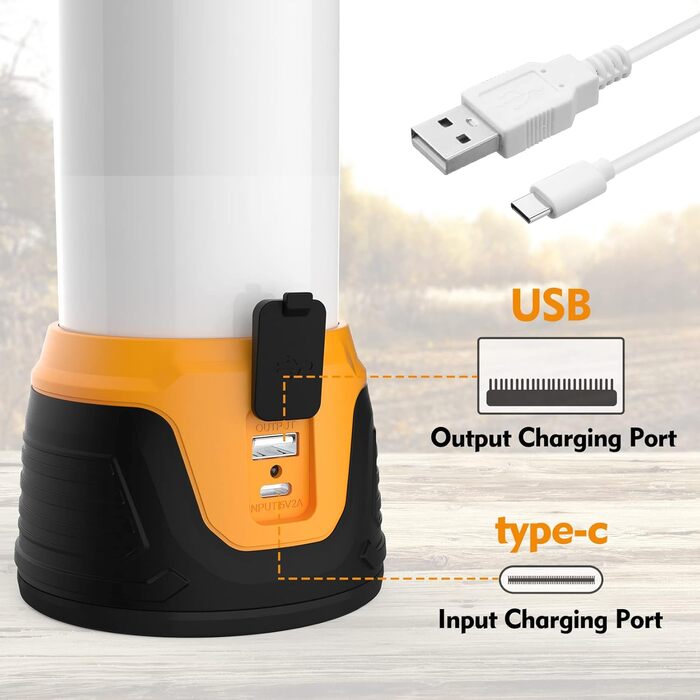 Світлодіодний кемпінговий ліхтар EverBrite, суперяскравий 1000 люмен, акумуляторний ліхтар-шатун з 5 режимами освітлення, кемпінговий ліхтар ємністю 4400 мАг з функцією зарядного пристрою для активного відпочинку, походів та аварійного спорядження, в комп