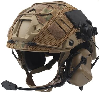 Військовий тактичний шолом із чохлом для страйкбольного шолома та військовою гарнітурою, регульований тактичний швидкий захисний шолом для пейнтболу на відкритому повітрі, полювання, ігор BBS