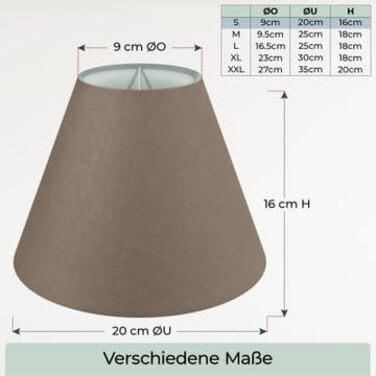 Абажур Wogati Premium E14/E27 Бавовна різні розміри та кольори Колір /Розмір XL Абажур Торшер абажур підвісний світильник абажур для настільної лампи (коричневий, S ØU 20 см ØO 9 см H 16 см)