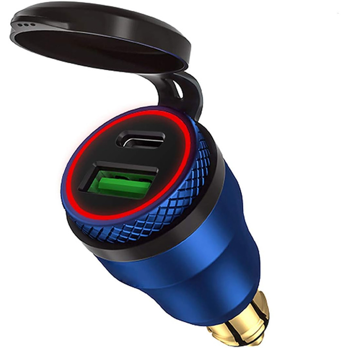 Алюмінієвий 30-ватний зарядний пристрій з DIN-роз'ємом живлення для типу C та швидкої зарядки USB 3.0 Мотоцикл DIN адаптер водонеп