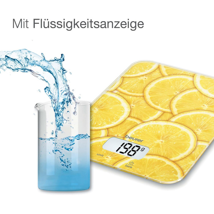 Цифрові кухонні ваги Beurer KS 19 Lemon (функція зважування тари, сенсорна клавіша, вантажопідйомність 5 кг)