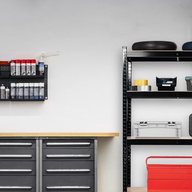 Надміцний стелаж Relaxdays, 5 ярусів, сталь, В x Ш x Г 180 x 90 x 45 см, чорний Вантажопідйомність 875 кг, модульний, для підвалу, гаража