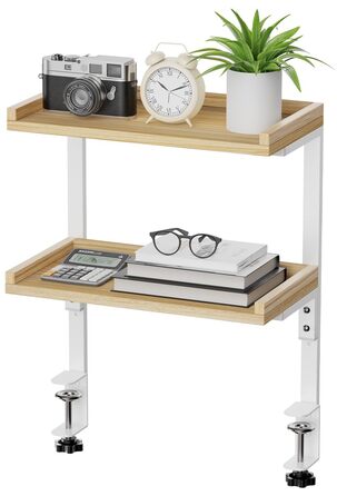 Високоякісна промислова настільна полиця для труб 40 см із 2 ярусами, міцний органайзер для подовження столу, сучасна настільна полиця (біла) з дерева