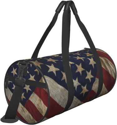 Спортивна сумка для подорожей, малюнок американський прапор, принт з ефектом нічного сяйва, чорний колір, універсальний розмір, дорожня сумка