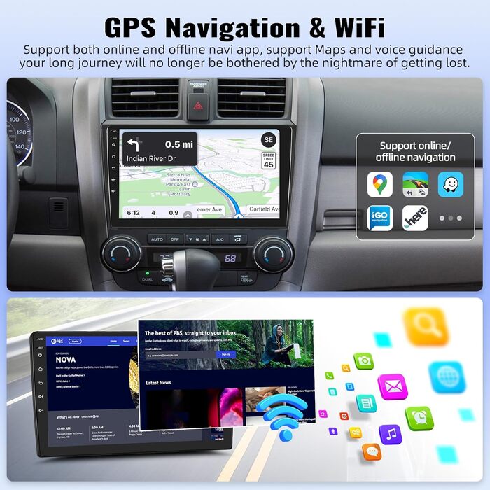 Автомобільне радіо OiLiehu 6128G 8-ядерний Android 13 CarPlay Android Auto Double Din для Honda CRV 2007-2011 з екраном 9 дюймів з дзеркальним посиланням Bluetooth GPS FM RDS WiFi SWC DSP/EQ камера заднього виду 6G128G Android 13 Автомобільне радіо