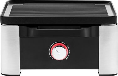 Раклет гриль зі сковородами та слайдерами, раклет 4 персони, 870 Вт, нержавіюча сталь матова