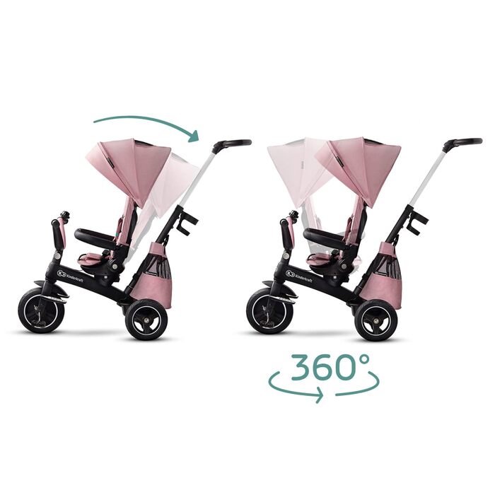 Триколісний велосипед EASYTWIST, дитячий триколісний велосипед, беговел, з аксесуарами, вікно на даху, ремені безпеки, поворот на