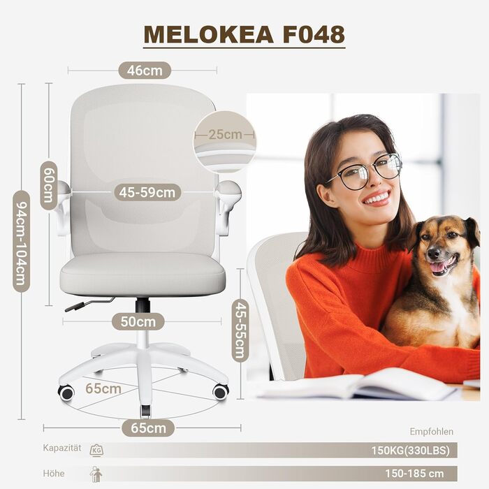 Крісло для офісу Bionic 4D з поперековою підтримкою, ергономічне офісне крісло з підлокітниками, що відкидаються на 100, регульоване по висоті офісне крісло, сітчасте комп&39ютерне крісло, відповідає стандарту EN12520, сіро-бежеве