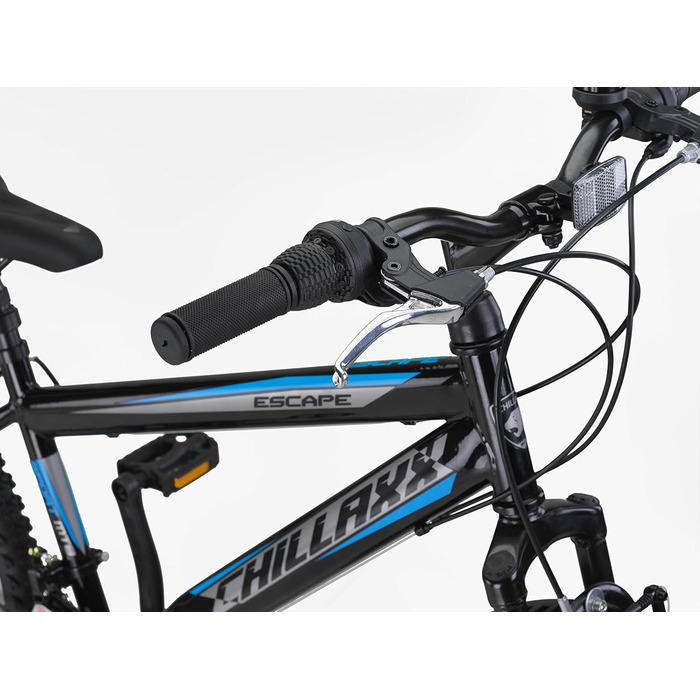 Гірський велосипед преміум-класу Chillaxx Bike Escape у розмірах 24 та 26 дюймів, підходить для дівчат, хлопчиків, чоловіків та жінок - 21 швидкість, 26 дюймів, чорно-синій, гальма V-brake