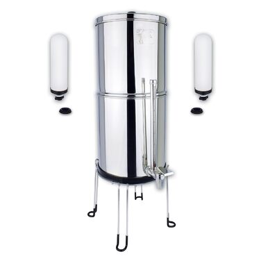 Система гравітаційних фільтрів для води NEWTON Premium із видаленням фтору Ємність 6л Повна система з 2 свічками-фільтрами, підставкою з нержавіючої сталі та краном для оглядового скла