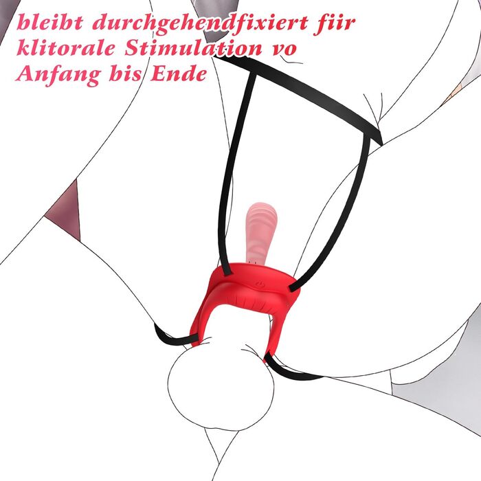 Вібратор-метелик DVG з ремінцями та пультом, 2 мотори, 10 режимів, червоний