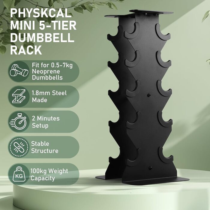 Стійка для гантелей, місце для зберігання гантелей, міцна сталева стійка для гантелей, місце для зберігання гантелей, доступне у варіантах з 3, 5 та 6 рівнями. Мала 5-рівнева для 0,5-7 кг