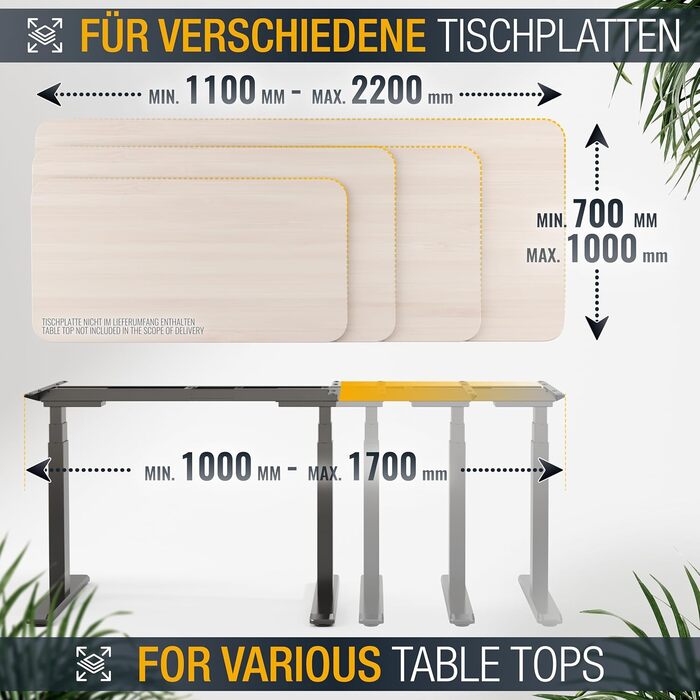 Електричний стіл з регулюванням висоти WM0623-B Каркас офісного столу з 2 двигунами (без стільниці) Комп&39ютерний стіл Каркас офісного робочого столу Чорний каркас столу з регулюванням висоти Wm0623-b (V)
