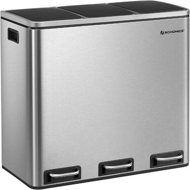 Відро для сміття з 3-ма пакетами, 3 x 18 літрів, з 3-ма відділеннями, кришка з повільним закриттям, з внутрішніми контейнерами та