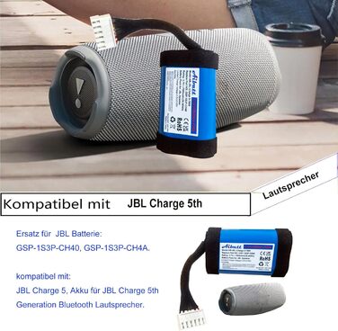 Замінний акумулятор ємністю 7800 мАг для JBL Charge 5, акумулятор для Bluetooth-колонки JBL Charge 5-го покоління, заміна акумулятора JBL GSP-1S3P-CH40, GSP-1S3P-CH4A.