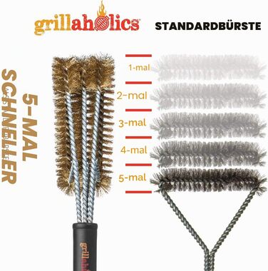 Щітка для гриля Grillaholics Essentials з латуні м'яка латуна для безпечного очищення порцелянових та керамічних решіток