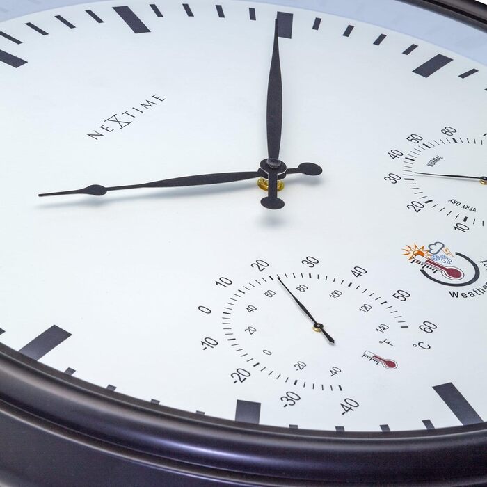 Настінний годинник NeXtime 4306ZW, пластик, чорний, 50.8 см