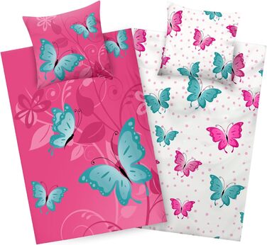 Дитяча постільна білизна Aminata 135x200 метелики діти дівчатка бавовняний метелик рожевий рожевий блискавка YKK квіти з тваринним