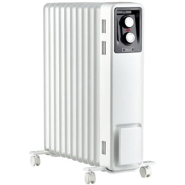 Допоміжний обігрівач для великих приміщень, включаючи 3 режими нагріву, мобільний завдяки колесам та заглибленим ручкам, обігрівач з ребристою конструкцією для рівномірного нагрівання, 2500 Вт, білий, 25M